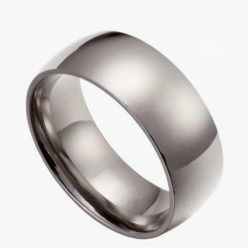 Men's Titanium Wedding Band Ring 8mm Silver Tone NWT
